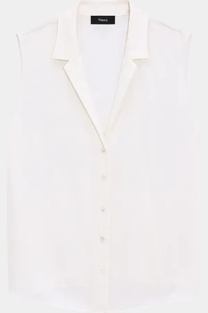 THEORY Sleeveless Silk Camp Blouse