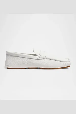 Khaite Billy Grained Leather Moc-Toe Penny Loafers