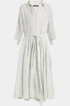 Kiton Bracelet-Sleeve Silk Midi Shirtdress