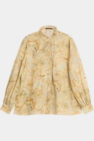 Kobi Halperin Lenorie Watercolor-Print Pintuck Blouse