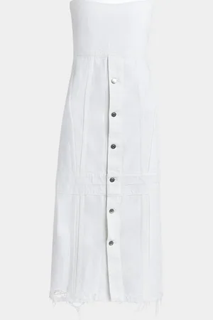 Stella McCartney Strapless Sand Overdyed Denim Midi Cargo Dress