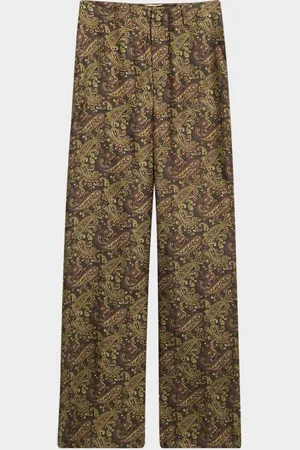 Saint Laurent Paisley Fluid Twill Straight-Leg Pants