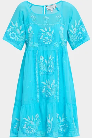JOHNNY WAS Yohana Tiered Floral-Embroidered Dress