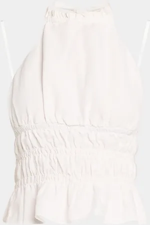 ONIA Air Linen Smocked Halter Top