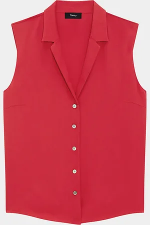 THEORY Sleeveless Silk Camp Blouse
