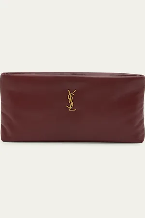 Saint Laurent Calypso Ziptop YSL Clutch Bag in Smooth Padded Leather