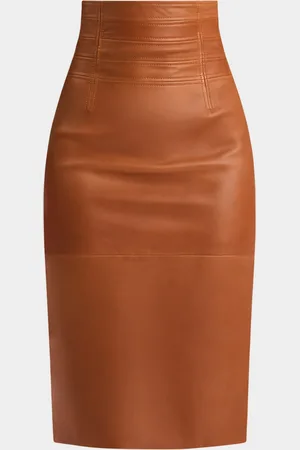 Hervé Léger Piper Leather Midi Skirt