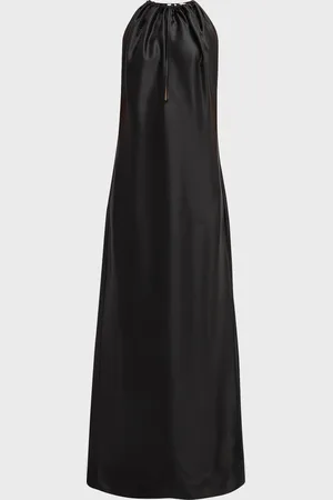 Bottega Veneta Gathered Sleeveless Fluid Satin Twill Gown