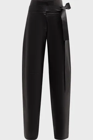Loewe Belted Leather Straight-Leg Trousers
