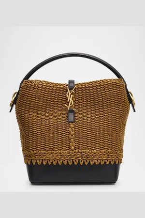 Saint Laurent Le 37 YSL Bucket Bag in Raffia and Leather