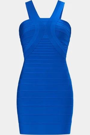 Hervé Léger The Elise Ribbed Bodycon Halter Mini Dress