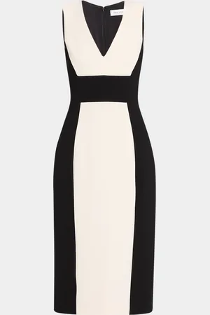 PRABAL GURUNG Colorblock V-Neck Sleeveless Midi Dress
