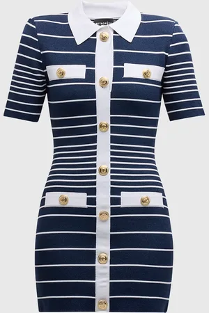 Retrofete Kiersten Metallic Stripe Knit Collared Mini Dress