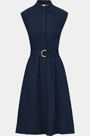 VERONICA BEARD Loreta Belted Linen Shirtdress