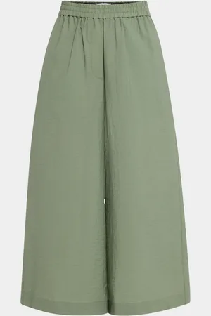 Loewe Anagram Embroidered Wide-Leg Crop Pull-On Trousers