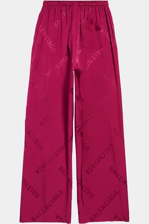 Balenciaga Logo Jacquard Wide-Leg Pajama Pants