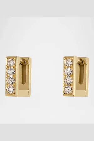 Azlee 18K Mosaic Diamond Hoop Earrings