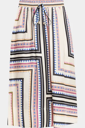 JOHNNY WAS Blythe Geometric-Print Midi Skirt