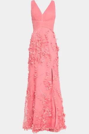 Aidan Mattox Embroidered Floral Applique Gown