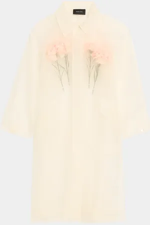 Simone Rocha Carnation-Stuffed Sheer Car Coat