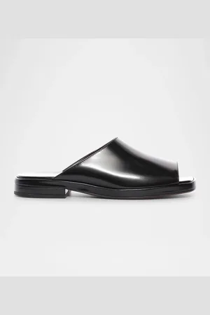 The Row Emi Leather Flat Mule Sandals