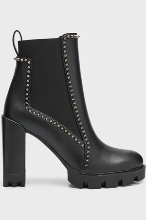 Christian Louboutin Spike Leather Chelsea Red Sole Booties