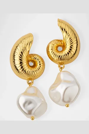 Kenneth Jay Lane Seashell Pearly Drop Earrings