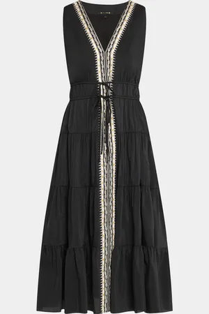 Kobi Halperin Edison Tiered Geo-Embroidered Midi Dress