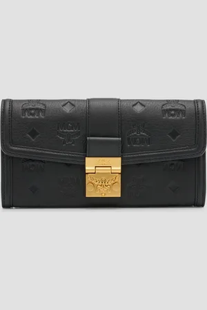 MCM Tracy Logo-Embossed Leather Wallet on Chain