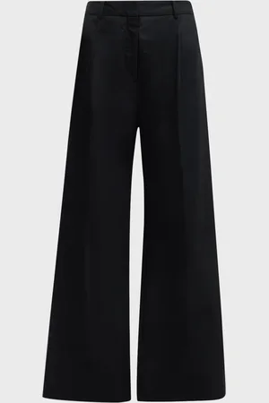 Argent Pleated High-Rise Wide-Leg Trousers
