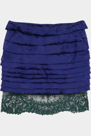 Saint Laurent Lace-Hem Ruffled Jacquard Mini Skirt