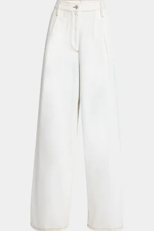 DRIES VAN NOTEN Pamplona Pleated Denim Wide-Leg Pants