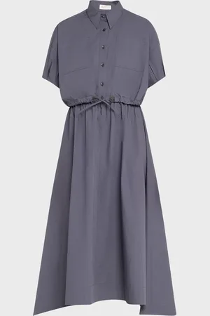 Brunello Cucinelli Light-Weight Shirtdress with Fitted Waist and Monili Loop Detail