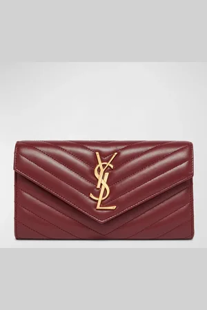 Saint Laurent YSL Monogram Large Envelope Flap Wallet in Smooth Leather