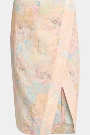 DRIES VAN NOTEN Somina Metallic Floral Jacquard Wrap Skirt