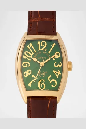 FRANCK MULLER Cintree Curvex 18K Yellow Gold Automatic Watch with Alligator Strap