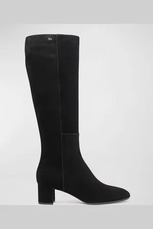 santoni Suede Block-Heel Knee Boots
