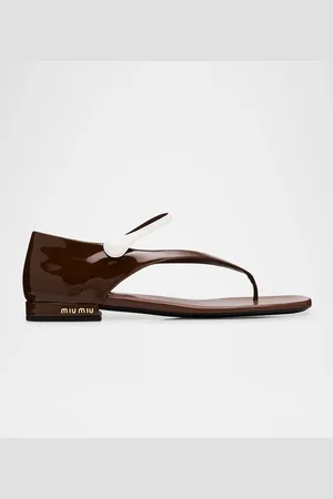 Miu Miu Bicolor Leather Mary Jane Thong Sandals