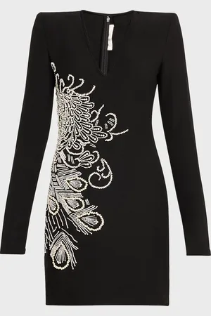 Naeem Khan Embellished Mini Dress with Shoulder Pads