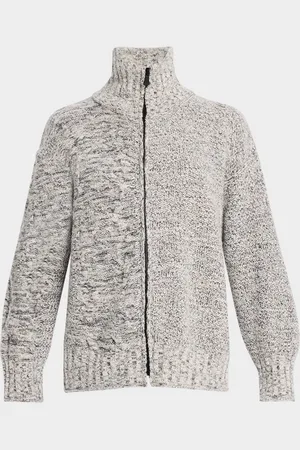Canessa Polaris Mixed-Stitch Cashmere Bomber Cardigan