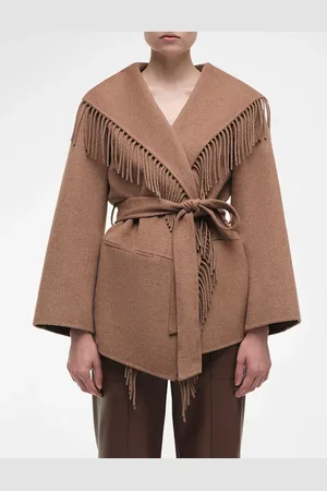 Simkhai Rowen Fringe Belted Wool-Blend Jacket