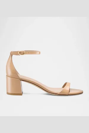 Stuart Weitzman Nudist Patent Ankle-Wrap Low Sandals