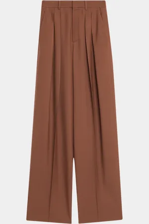 Saint Laurent Double-Pleated Straight-Leg Trousers