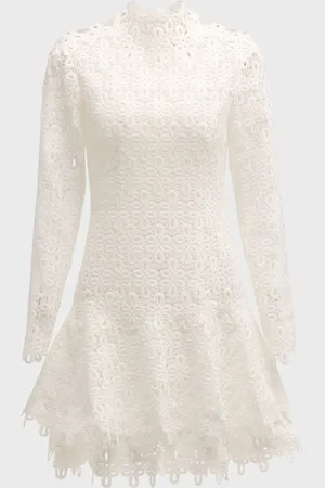 Simkhai Joy Guipure Lace Long-Sleeve Mini Dress
