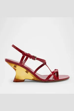 DRIES VAN NOTEN Strappy Patent Leather Wedge Sandals