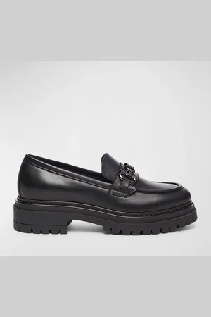Nero Giardini Metallic Leather Chain Lug-Sole Loafers