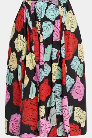 Marni Rose Scribble-Print Paneled Pull-On Midi Skirt