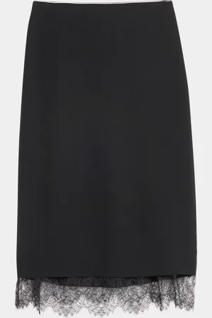 Vince Lace Paneled Straight Midi Skirt