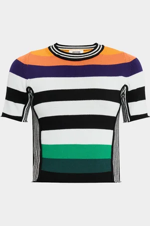 Christopher John Rogers Striped Knit Crop Baby Tee