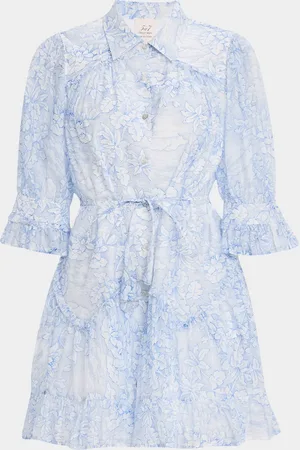 Cinq A Sept Gwendoline Floral Puff-Sleeve Ruffled Mini Dress